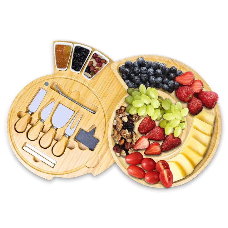 Bamboo Charcuterie Cheese Board And Platter Set (3)