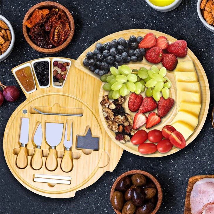 Bamboo Charcuterie Cheese Board And Platter Set (8)